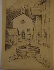 DESSIN FONTAINE DANS UN