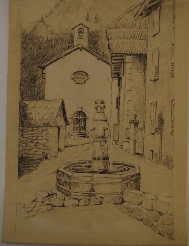 Dessin fontaine dans - dessin,