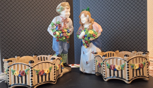 Paire figurines faïence - paire,