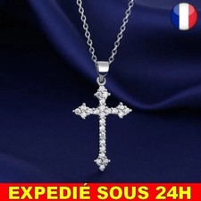 ✅Collier Croix Strass Argent
