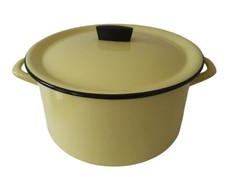 Ancien Faitout Émaillé Jaune