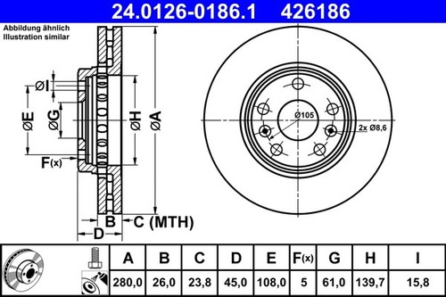 Ate 0126 0186 - 24.0126-0186.1, brake