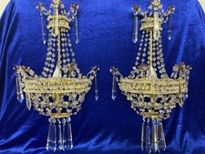 Paire d’appliques à Pampilles roses mauves style demi Corbeille