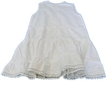 Ancienne Robe enfant ou poupée coton blanc tissus ancien hauteur 65cm n241b