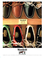 publicité Advertising  1022  1989   chaussures bateau Manfield   Sebago