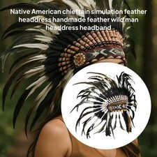 Coiffe en plumes d'inspiration indienne, couvre-chef pour carnaval