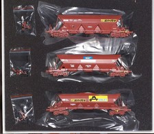 REE Lot de 3 Wagons trémie à bogies "EX" ép. IV-V - HO 1/87