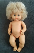 Ancienne POUPÉE sexuée CLODREY CEJI Bébé PETITE SOEUR yeux bleus blonde 36 cm