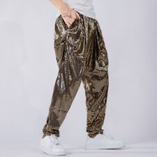 Brillant Hommes Harem Sequin Pantalon Sparkle Ample Punk Danse Fête Hippie Club