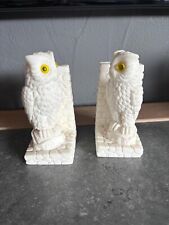 Lot De Deux Serre Livres En Albatre Chouette