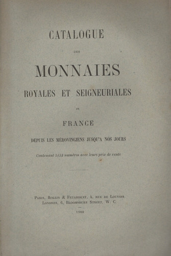 Catalogue des monnaies royales - catalogue,