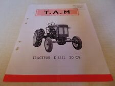 Prospectus brochure Tracteur T.A.M TAM diesel 30 cv  . moteur perkins type P3TA