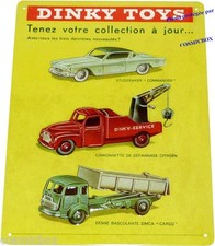 PLAQUE en métal tole relief DINKY TOYS pub vintage ancienne JOUET voiture réed.