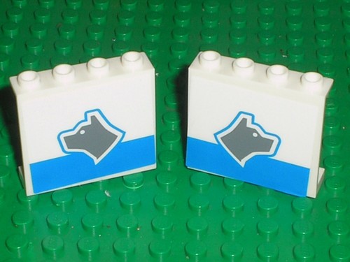 Lego white panel dog head - white,