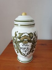 Grand pot à pharmacie décor caducée en céramique 13x27 cm