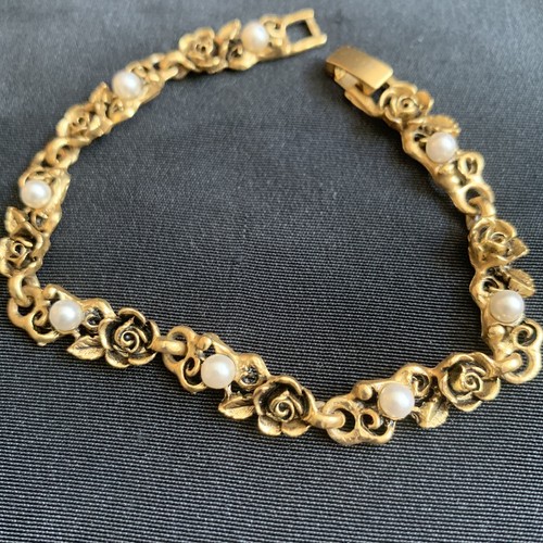 Vintage gold tone roses - vintage, and