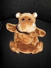 doudou marionnette hippopotame marron poils courts HISTOIRE D'OURS (2 dispo)