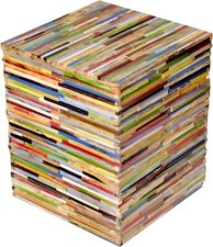 Table D'Appoint En Bois Massif Upcycling Pouf Fait Main