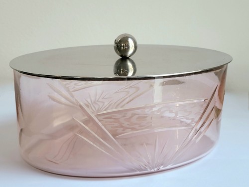 Boîte art déco verre rose - art,