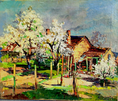 Ancien tableau arbres en - h/t,