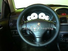 Couvre Volant En Cuir Grain Noir Pour PEUGEOT 206 1998-2010 De Haute Qualité