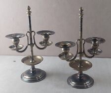 Paire de chandeliers à 2 branches, réglables, en métal argenté, Christofle