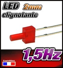 329R# LED 2mm clignotante rouge diffusant  dispo 10, 25, ou 100pcs 