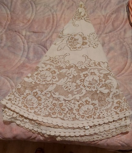 Nappe ronde dentelle ecrue - nappe, en