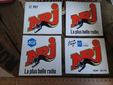 Lot de 4 Anciens autocollants radio FM NRJ REIMS LE PUY AGF