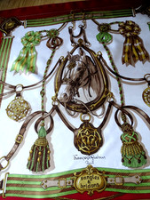 FRANCOISE GUERIN , PARIS " Sangles et Bridons" ,foulard soie, vintage, cheval