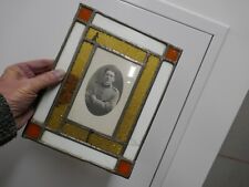 rare cadre en vitrail pour photo-carte de militaire,art déco,25x19cm,P 500g