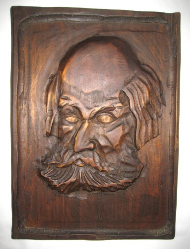 Sculpture bas relief bois - sculpture, en