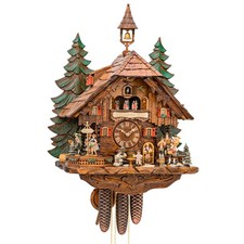 Pendule à coucou "Waldleben mit Jäger" Horloge murale en boisHorloge à pendule