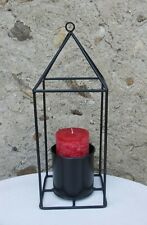  Lanterne en métal à poser ou à suspendre porte bougie cache pot fleurs Bougeoir