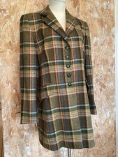 Blazer Vintage Pure Laine Écossais Tons Automne 38 