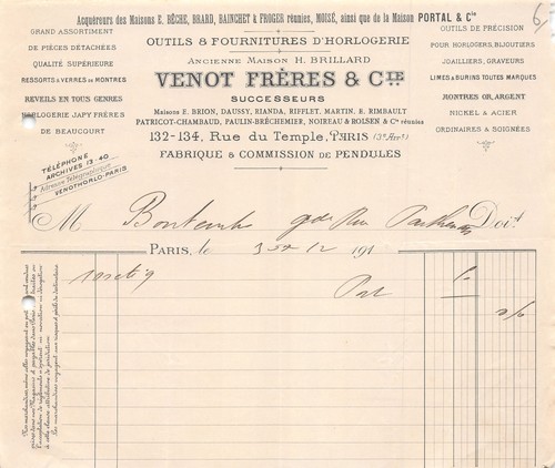 Facture 1912 outils - facture,