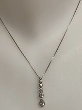 Superbe collier pendentif argent zirconium chaine en argent