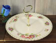 Plat Présentoir à Gateaux Serviteur Royal Albert Porcelaine Octobre Cosmos