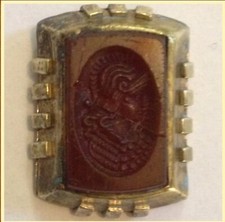 ANTIQUE BOUTON  25MM  PERSONNAGE ART ROMAiN  PIERRE EN CAMÉE SCULPTÉ 18ÈME 