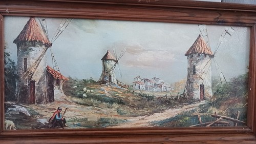 Tableau paysage moulins - tableau,