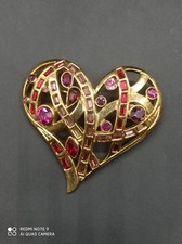 Broche coeur signée LUTECE Paris , vintage , dorée , authentique .