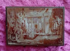 Ancienne plaque d'imprimerie sur socle bois- 19e - cuivre | Bon état