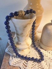 Echt 2 Prym - Collier ancien perles pâte de verre Pékin bleu estampille - 44 cm