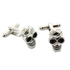 Clj Charles Le Jeune. Boutons de manchette. Tête de mort, Acier. Gris argent  - 