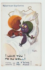 illustrateur RIGHT . Nénette et Rintintin. Porte-Bonheur . Patriotique CPA 7335