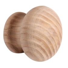 Bouton Poignée de Meuble Bois Rond Frêne Porte Massif Ø 34 MM Nature