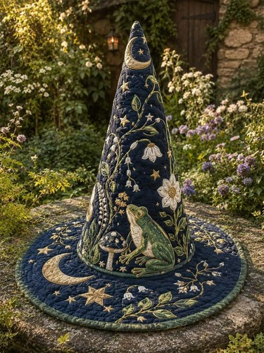 Frog moon quilted witch - frog,