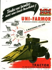 Publicité ancienne Uni-Farmor matériel agricole 1955 issue de magazine