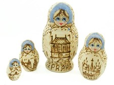 Burnt Wood Russian Nesting Doll Christmas Ornament Holiday Decoration