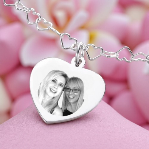 Gravé photo collier - photo, 925